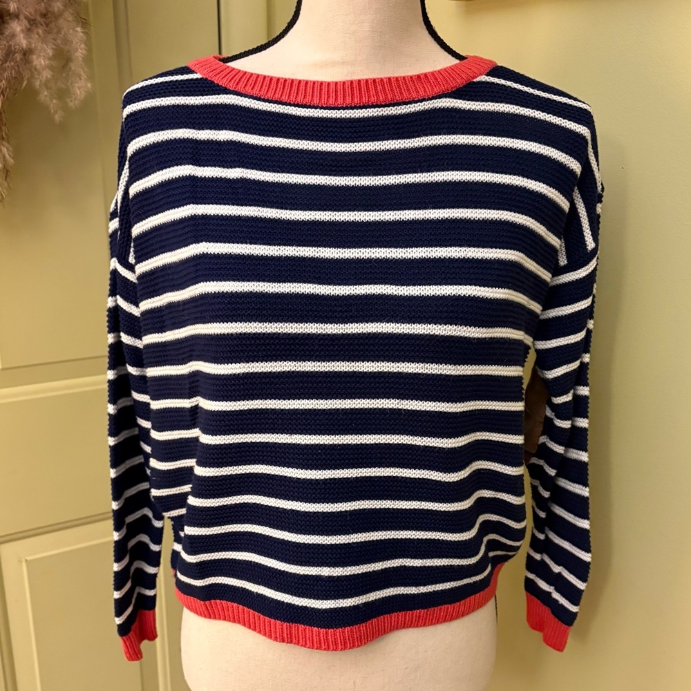 LEMON TART Striped Elbow-Patch Sweater size M